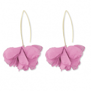 Pendientes Trendy chif&oacute;n flor Rosa malva-dorado