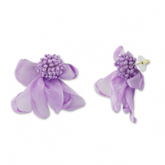 Pendientes Trendy chifón flor Lavanda-dorado