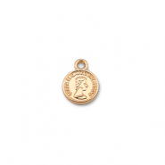 Colgantes met&aacute;licos redondo con la Reina Isabel Dorado