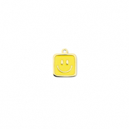 Colgantes Acero Inox cuadrado con smiley Dorado-amarillo