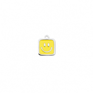 Colgantes Acero Inox cuadrado con smiley Plateado-amarillo