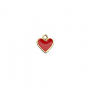 Colgantes Acero Inox coraz&oacute;n Dorado-rojo