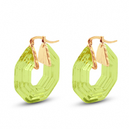 Pendientes resina trendy hexágon Dorado-transparente verde