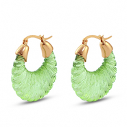 Pendientes resina trendy óvalo Dorado-transparente verde