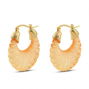 Pendientes resina trendy óvalo Dorado-transparente naranja