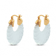 Pendientes resina trendy óvalo Dorado-transparente