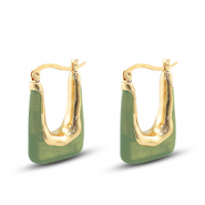 Pendientes resina trendy rect&aacute;ngulo Dorado-verde