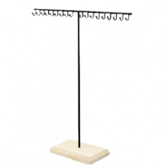 Expositor de Joyer&iacute;a para collares forma en T y base en madera Natural-negro