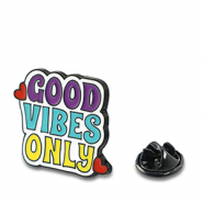 Pins "Good vibes only" P&uacute;rpura-turqueza-amarillo