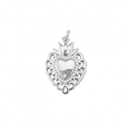 Metal TQ latón colgante corazón con lotus Plata