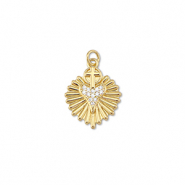 Metal TQ latón colgante corazón con cruz Dorado