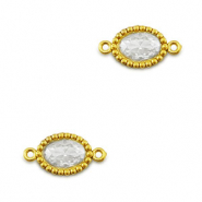 Entrepiezas acero Inox zircón óvalo Dorado-transparente
