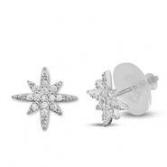 Metal TQ lat&oacute;n pendiente zirconia estrella Plateado