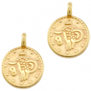 Colgante metálico DQ moneda Dorado (sin níquel)