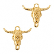 Colgantes metálicos DQ entrepieza cabeza de búfalo Dorado (sin níquel)