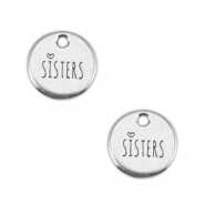 Colgantes metálicos DQ 12mm "sisters" Plata vieja (sin níquel)