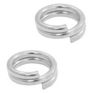 Fornituras DQ metálicas anillos dobles 5mm Plata vieja (sin níquel)