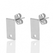 Fornituras DQ metálicas pendiente base rectángulo 6x12mm plata vieja (sin níquel)