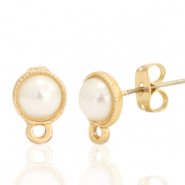 Fornituras metálicas DQ pendiente perla redondo 7mm con anilla Dorado (sin níquel)