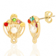 Fornituras metálicas DQ pendiente perla concha con anilla Dorado (sin níquel)