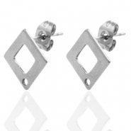 Pendientes Acero Inox rombo Plateado