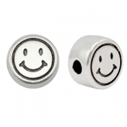 Abalorios metálicos DQ smiley 7mm Plata vieja (sin níquel)