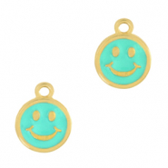 Colgantes metálicos DQ smiley Dorado-turquesa (sin níquel)