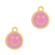 Colgantes metálicos DQ smiley Dorado-rosa magenta (sin níquel)