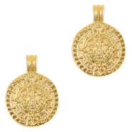Colgantes metálicos DQ disco de Maya 16mm Dorado (sin níquel)
