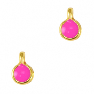 Colgantes met&aacute;licos DQ 5mm Dorado-rosa fucsia n&eacute;on (sin n&iacute;quel)