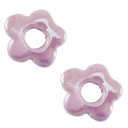 Abalorios de cer&aacute;mica griega DQ flor P&uacute;rpura lavanda