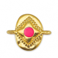 Colgantes metálicos DQ entrepieza óvalo Fucsia-Dorado (sin níquel)