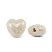 Abalorios de cer&aacute;mica griega DQ coraz&oacute;n Blancuzco