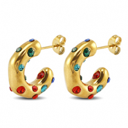 Pendientes Acero Inox Dorado-rojo-azul-verde