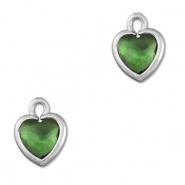 Colgantes de cristal coraz&oacute;n Verde-plateado