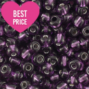 Rocalla cristal 12/0 (2mm) Púrpura con revestimiento plateado