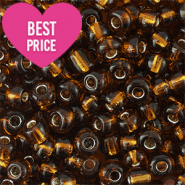 Rocalla cristal 12/0 (2mm) Marrón coñac con revestimiento plateado