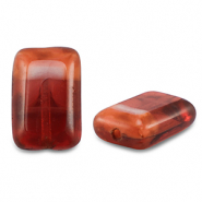 Abalorios Checos TCB rectangle 12x8mm Transparente rojo-rosa vintage