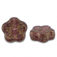 Abalorios Checos sunset flower 10mm Transparente Púrpura-dorado