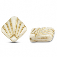 Abalorios Checos diafan 17mm Blancuzco-dorado