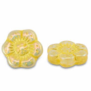 Abalorios Checos boho flower 14mm Transparente amarillo-cubierta AB