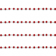 Fornituras Acero Inox cadena jasseron redondos Plata-rojo