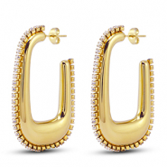 Pendientes Acero Inox &oacute;valo Dorado