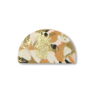 Colgantes de polímeros semi-redondo Marrón-rosa-blanco-dorado