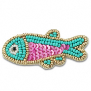 Broches pez Turquesa-rosa-dorado