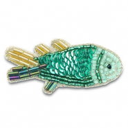 Broches pez Verde-dorado-multicolor cubierta AB