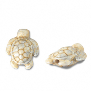 Abalorios de cer&aacute;mica tortuga Blancuzco-dorado-plata