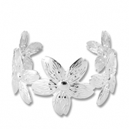 Pulseras Acero Inox bangle flor Plateado