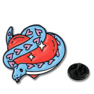 Pins corazón con serpiente Azul-rojo-rosa