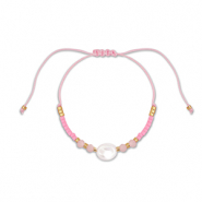 Pulsera tobillera trendy abalorios mixtas Rosa-blanco-dorado